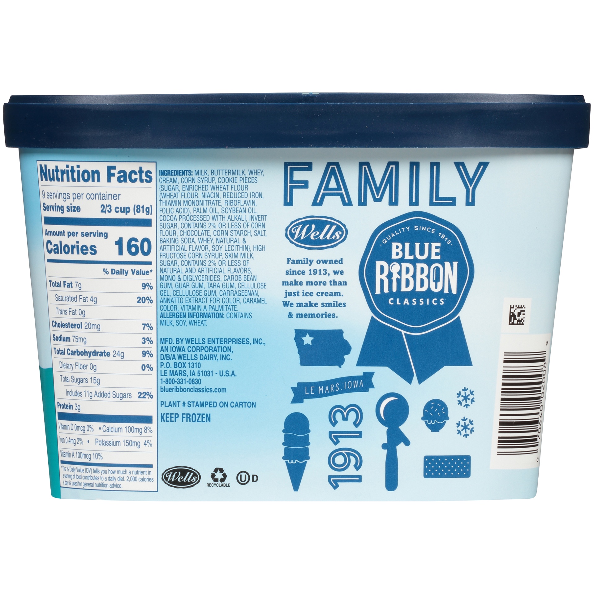 slide 2 of 7, Blue Ribbon Classics Cookies 'N Cream Frozen Dairy Dessert 48 fl oz, 48 fl oz