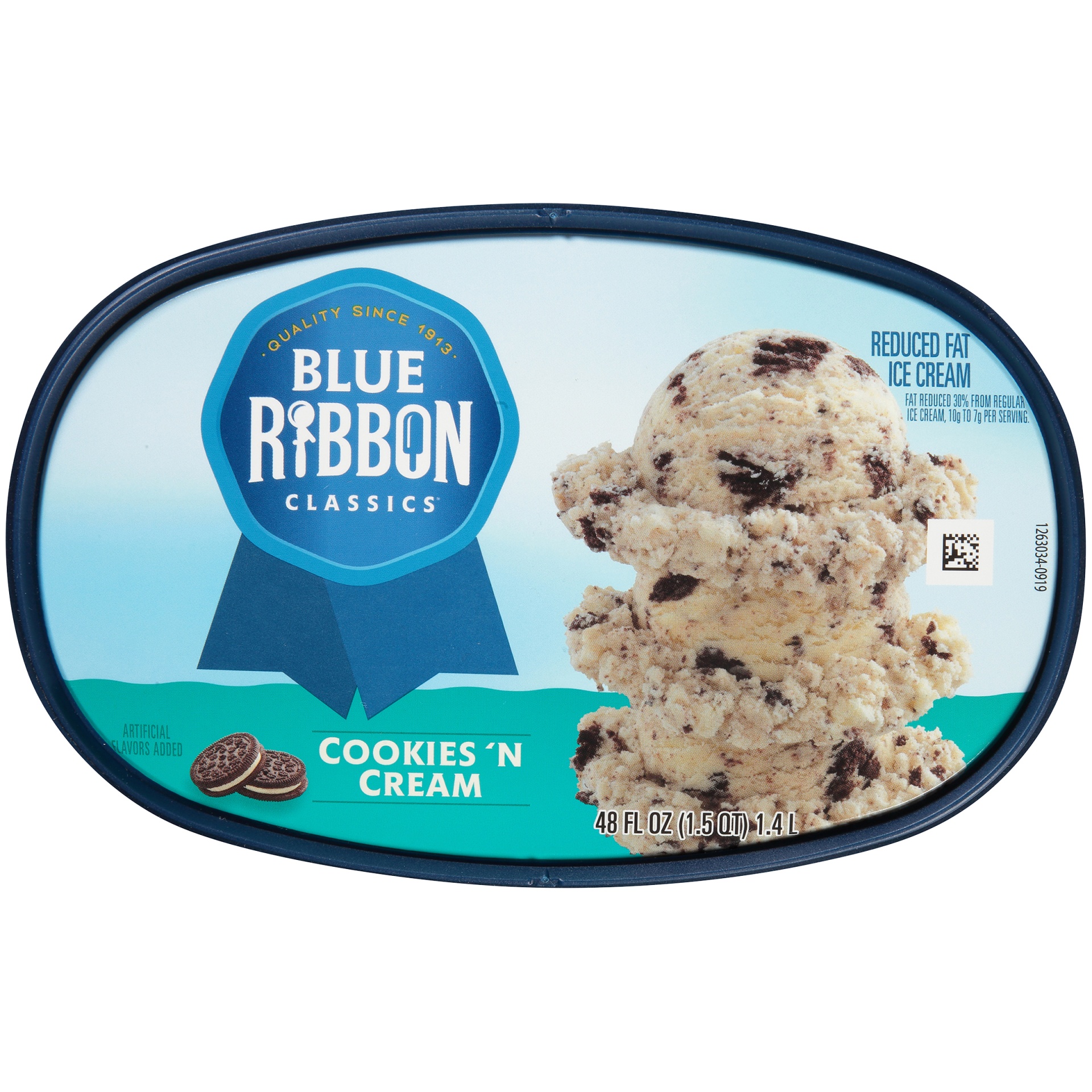 slide 4 of 7, Blue Ribbon Classics Cookies 'N Cream Frozen Dairy Dessert 48 fl oz, 48 fl oz