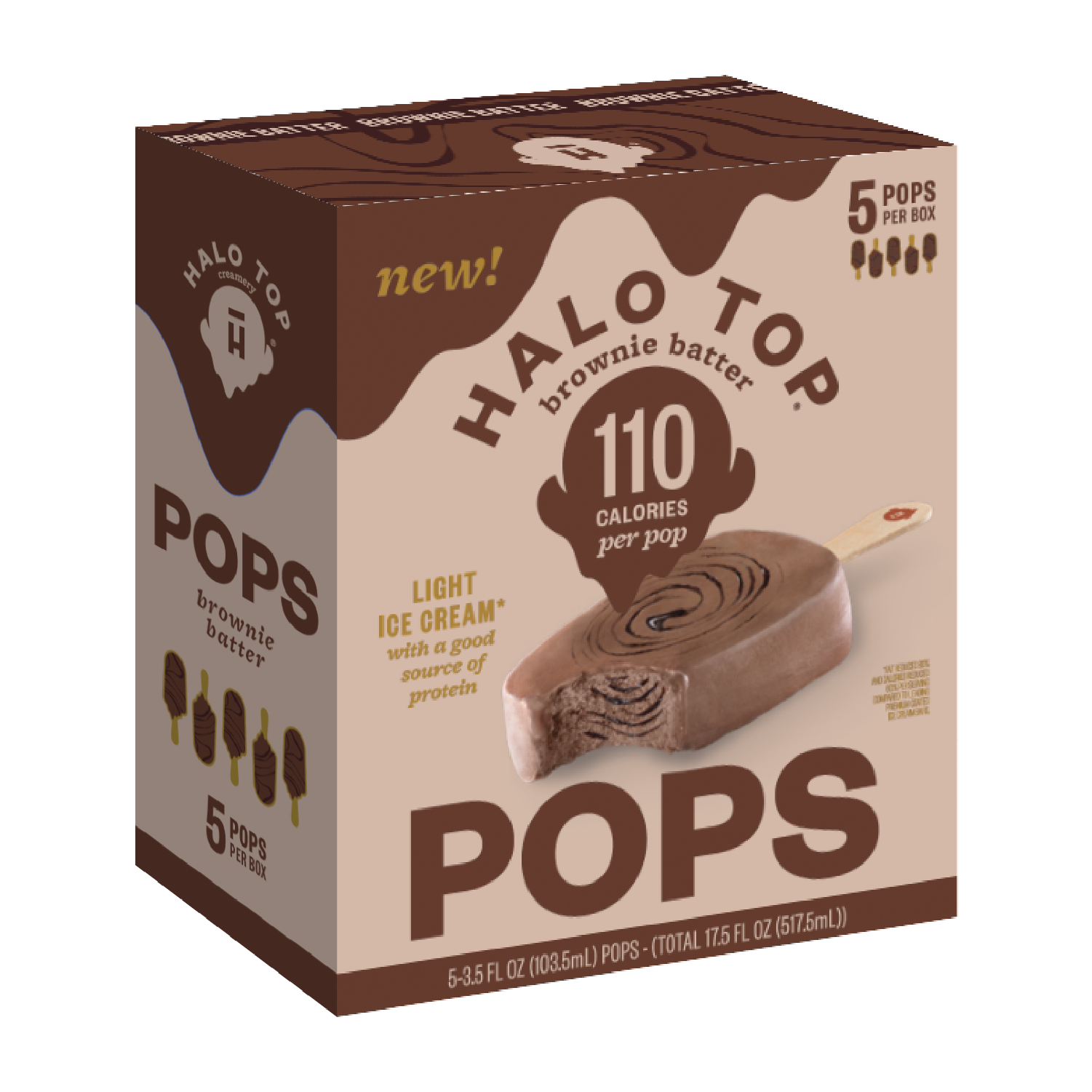 slide 2 of 7, Halo Top Creamery Brownie Batter Light Ice Cream Pops Pops, 17.5 fl oz