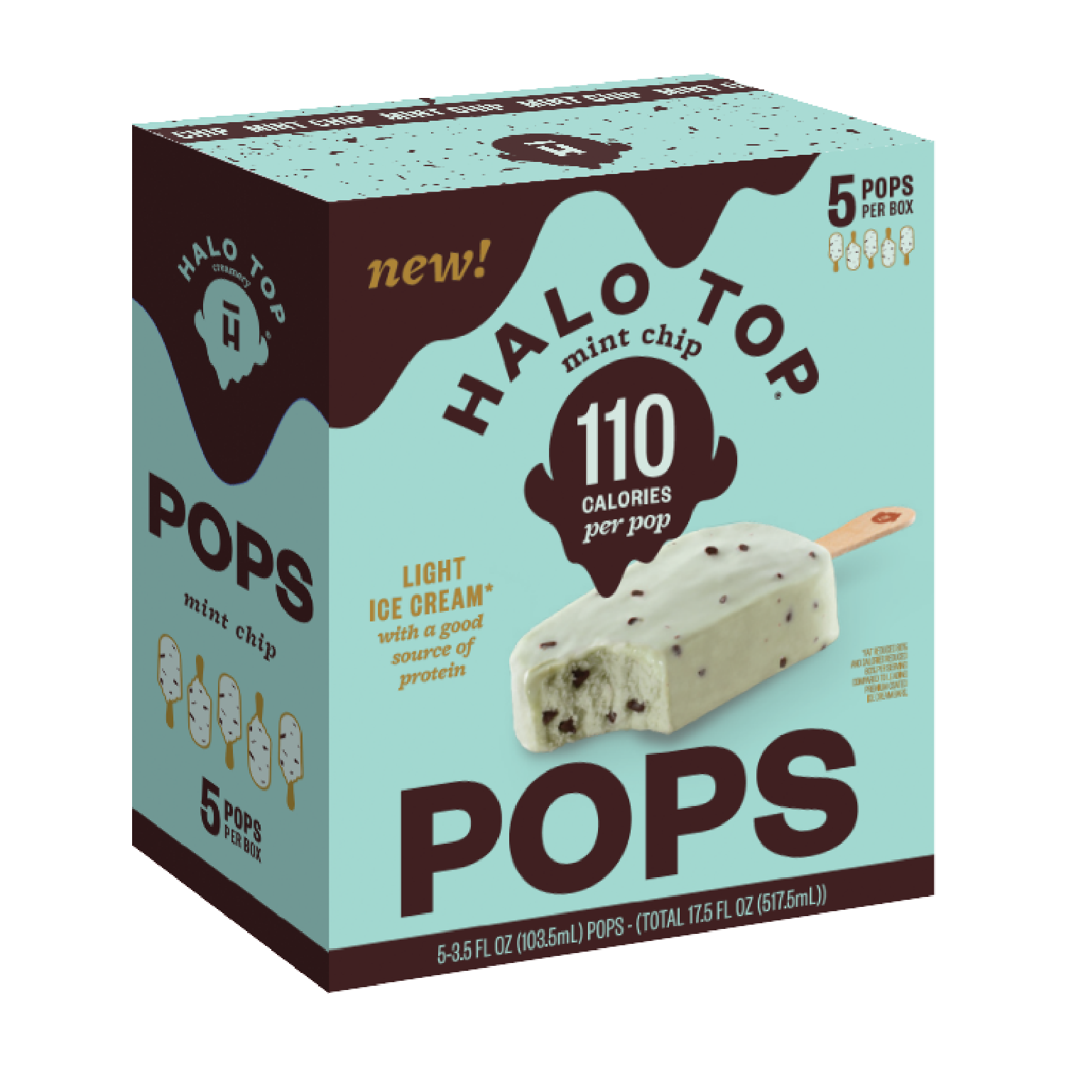 slide 2 of 7, Halo Top Creamery Mint Chip Light Ice Cream Pops, 5 ct; 3.5 fl oz