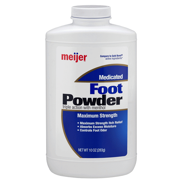 slide 1 of 1, Meijer Maximum Strength Medicated Foot Powder, 10 oz