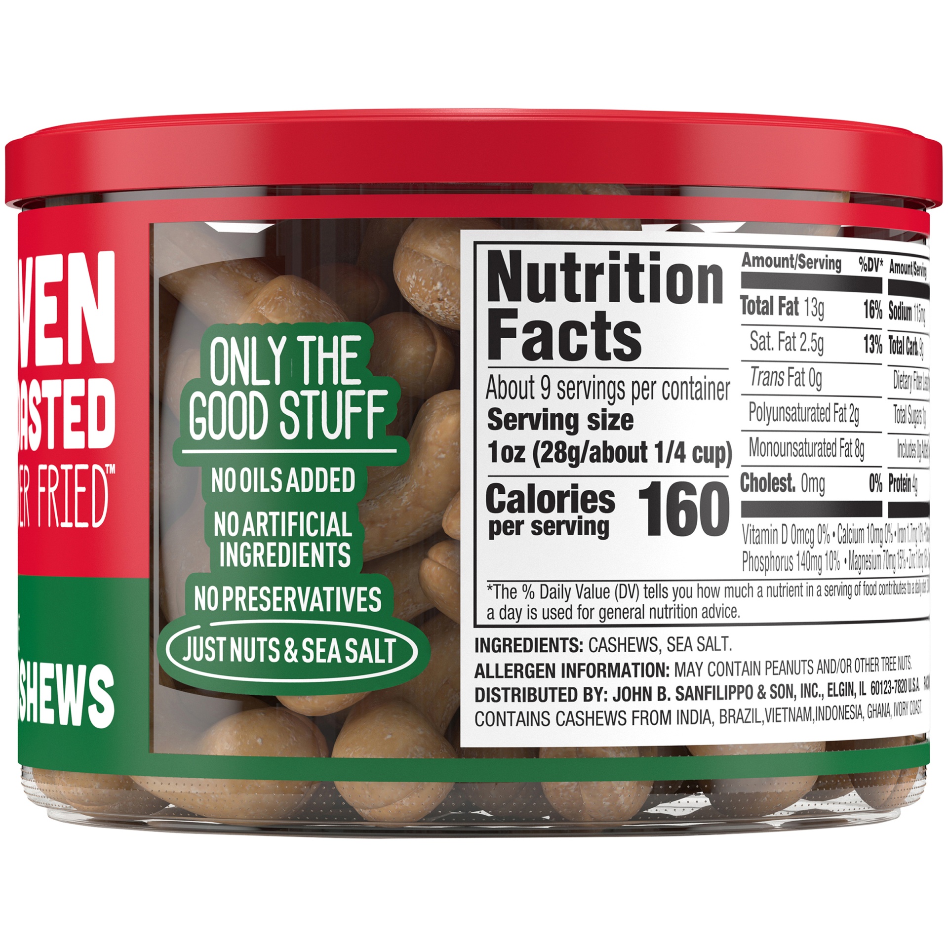 slide 5 of 6, FISHER SNACK Fisher Oven Roasted Never Fried Whole Cashews with Sea Salt - 8.7 oz, 8.7 oz