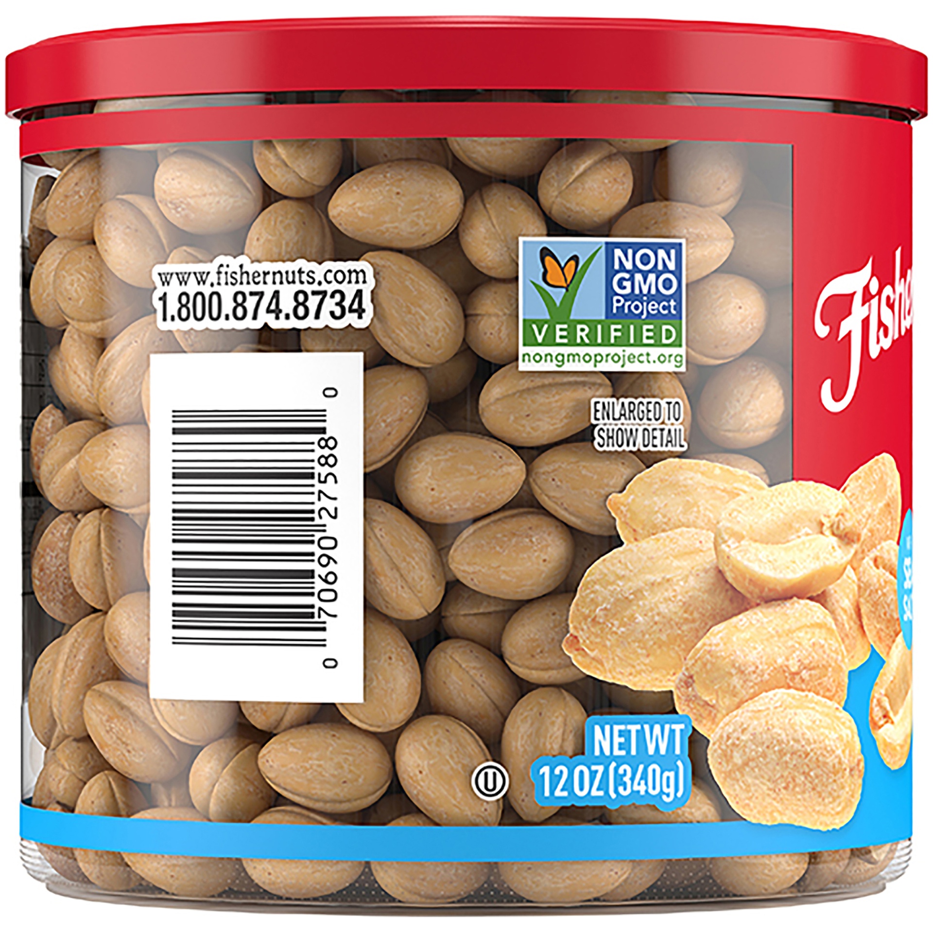 slide 5 of 6, FISHER SNACK Fisher Oven Roasted Never Fried Peanuts with Sea Salt - 12 oz, 12.0 oz
