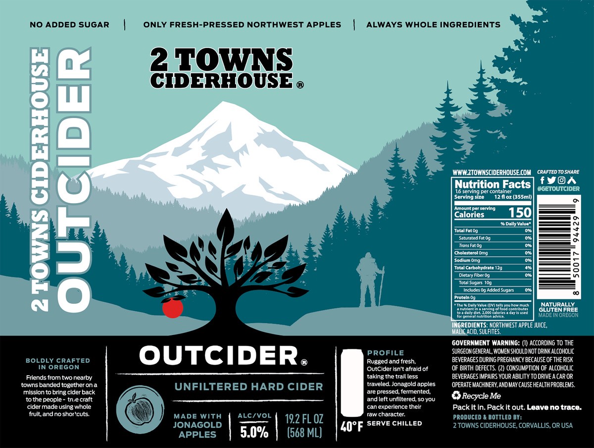 slide 3 of 9, 2 Town Ciderhouse Hard Cider, Apple, Unfiltered, Apple, 