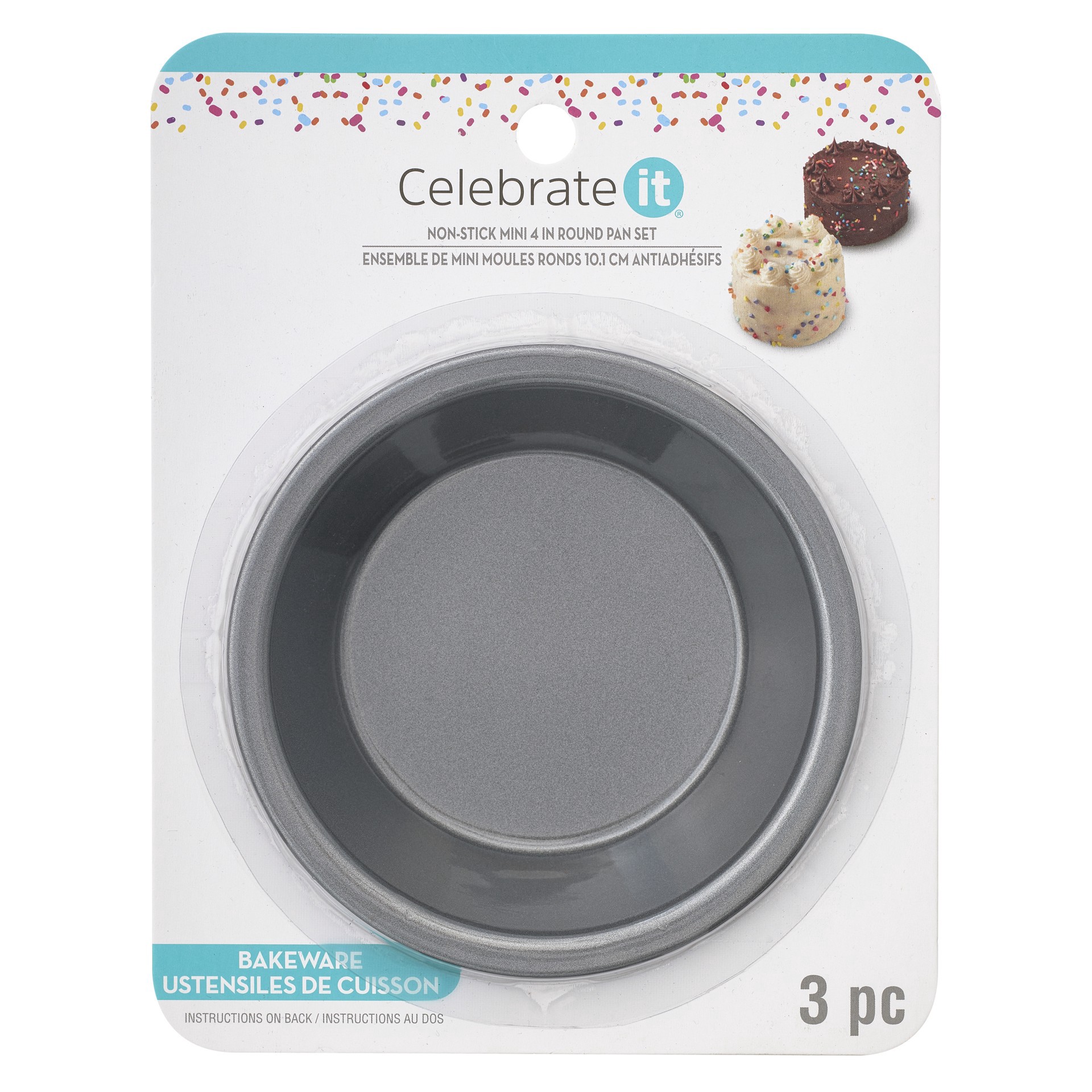 slide 3 of 3, Mini Round Pan Set By Celebrate It, 4 in x 1.25 in