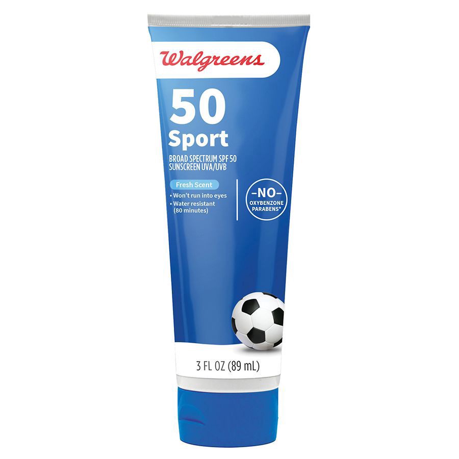 slide 1 of 5, Walgreens Fresh Scent Paraben Free Spf 50 Sport Sunscreen Lotion, 3 fl oz