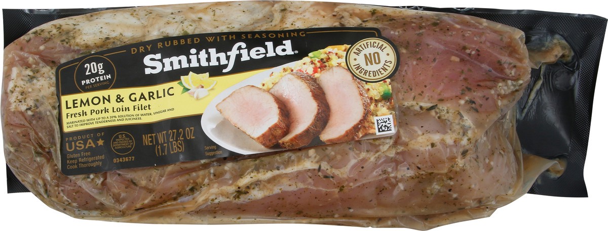 slide 2 of 2, Smithfield Lemon Garlic Pork Loin Marntd Filt, 27.2 oz