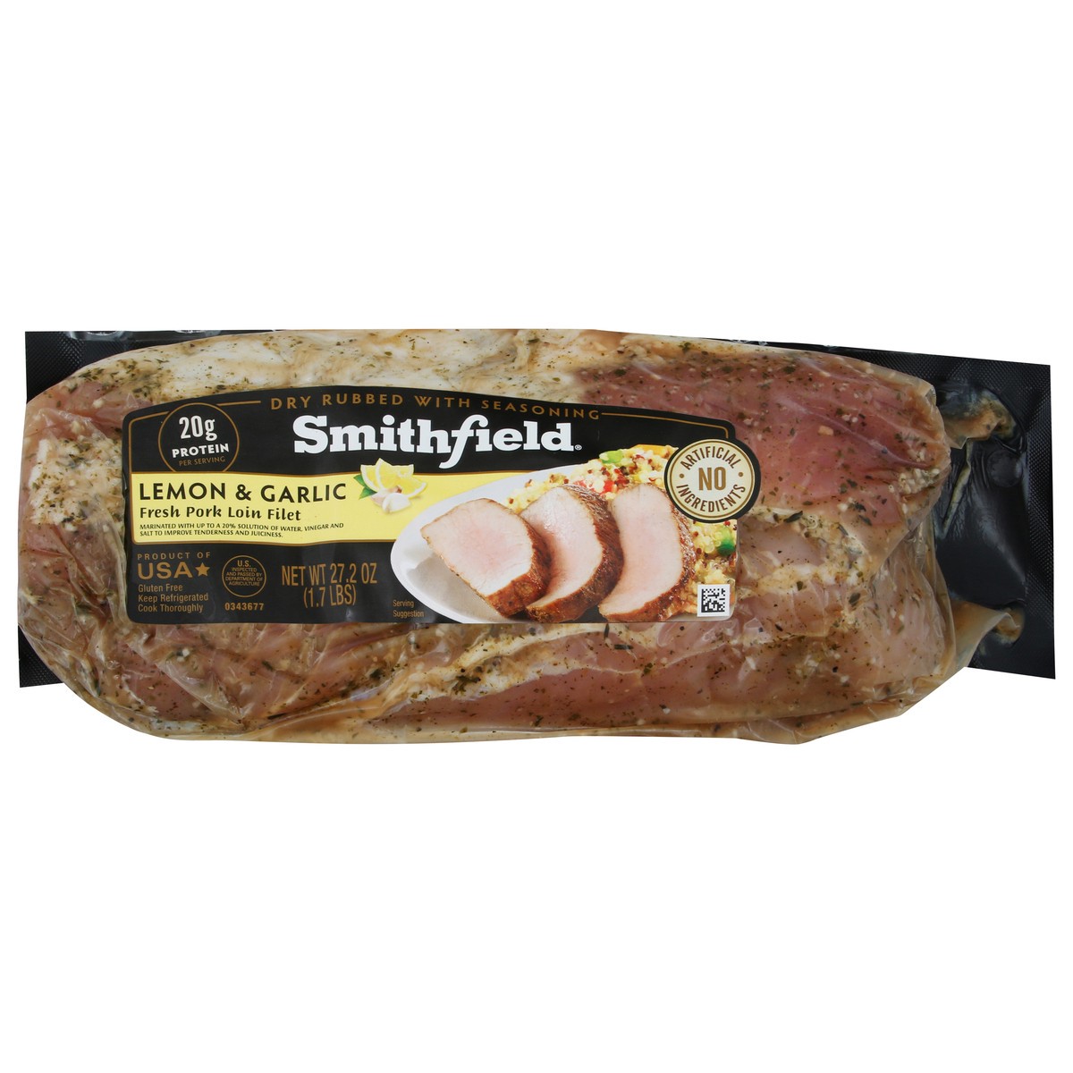 slide 1 of 2, Smithfield Lemon Garlic Pork Loin Marntd Filt, 27.2 oz