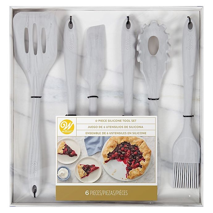 slide 5 of 5, Wilton Silicone Utensil Set - Gray Marble, 6 ct