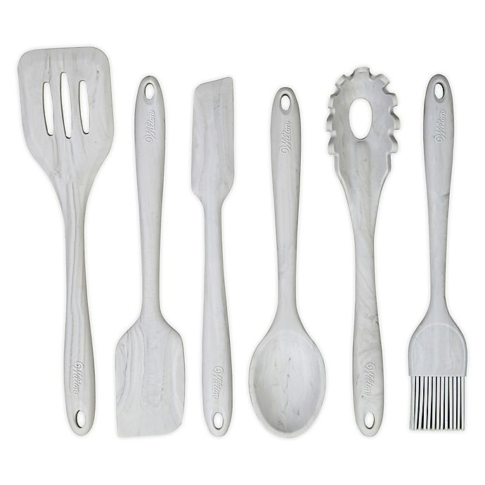 slide 1 of 5, Wilton Silicone Utensil Set - Gray Marble, 6 ct