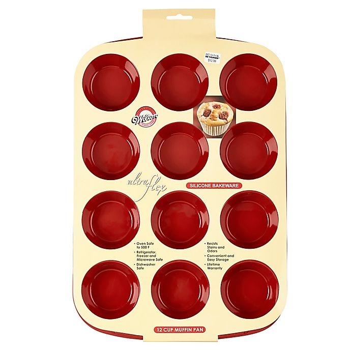 slide 3 of 3, Wilton Ultra-Flex Nonstick 12-Cup Silicone Muffin Pan - Red, 1 ct