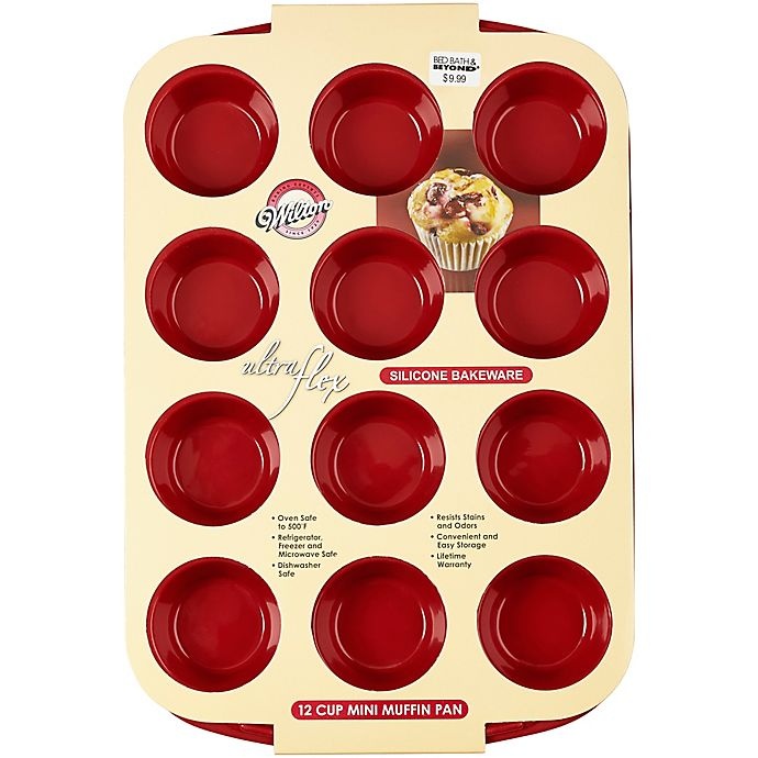 slide 2 of 5, Wilton Ultra-Flex Nonstick 12-Cup Silicone Mini Muffin Pan - Red, 1 ct