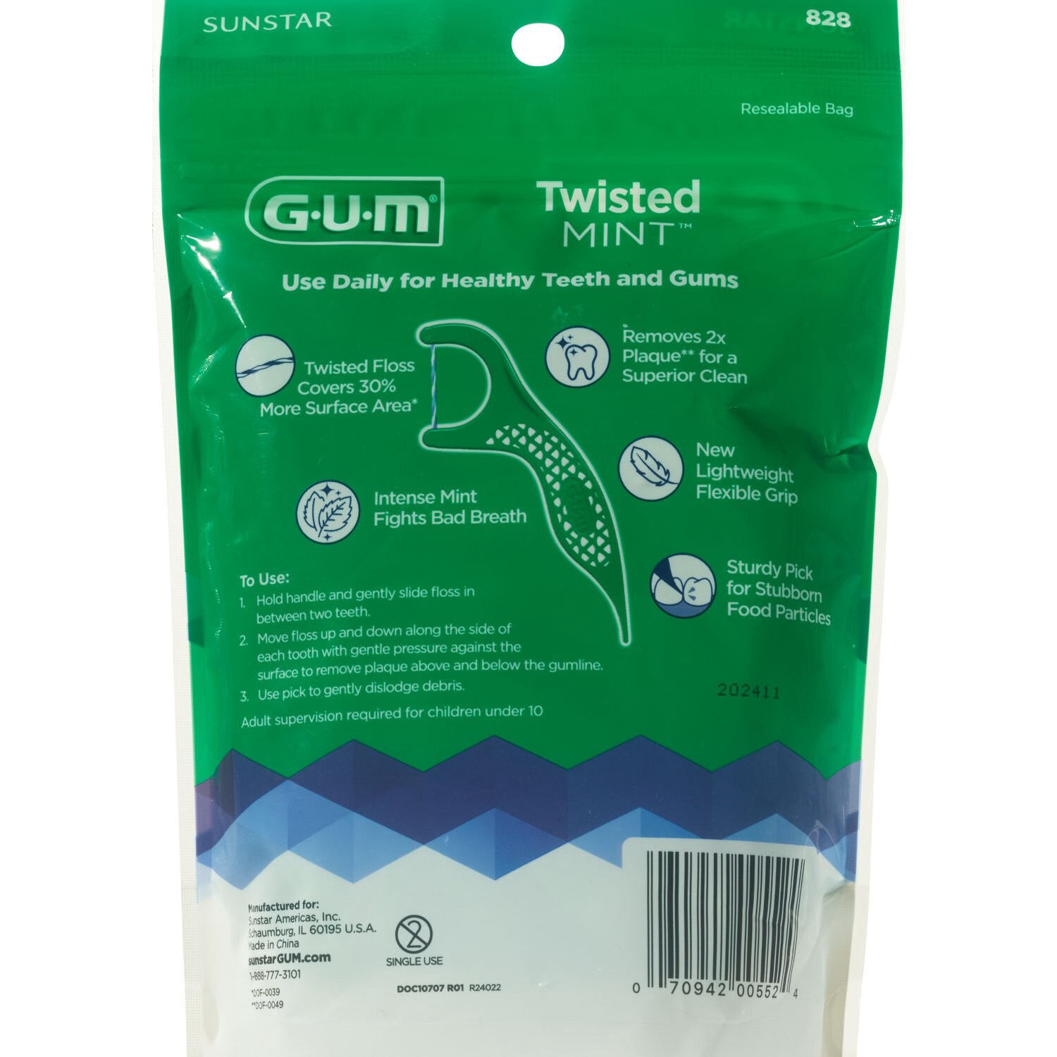slide 2 of 3, G-U-M Twisted Mint Floss Picks 150 ea, 150 ct