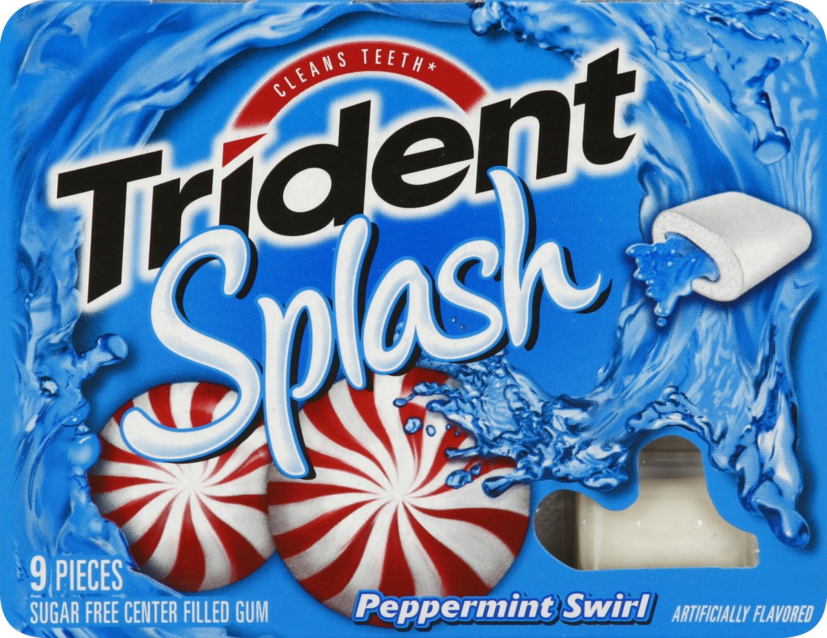 slide 2 of 5, Trident Splash Peppermint Swirl Sugar Free Gum, 9 Piece Pack, 0.06 lb