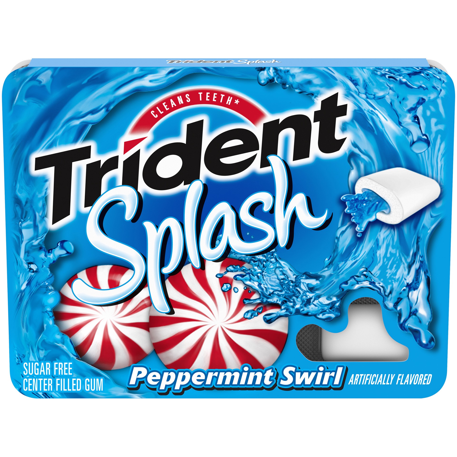 slide 1 of 5, Trident Splash Peppermint Swirl Sugar Free Gum, 9 Piece Pack, 0.06 lb