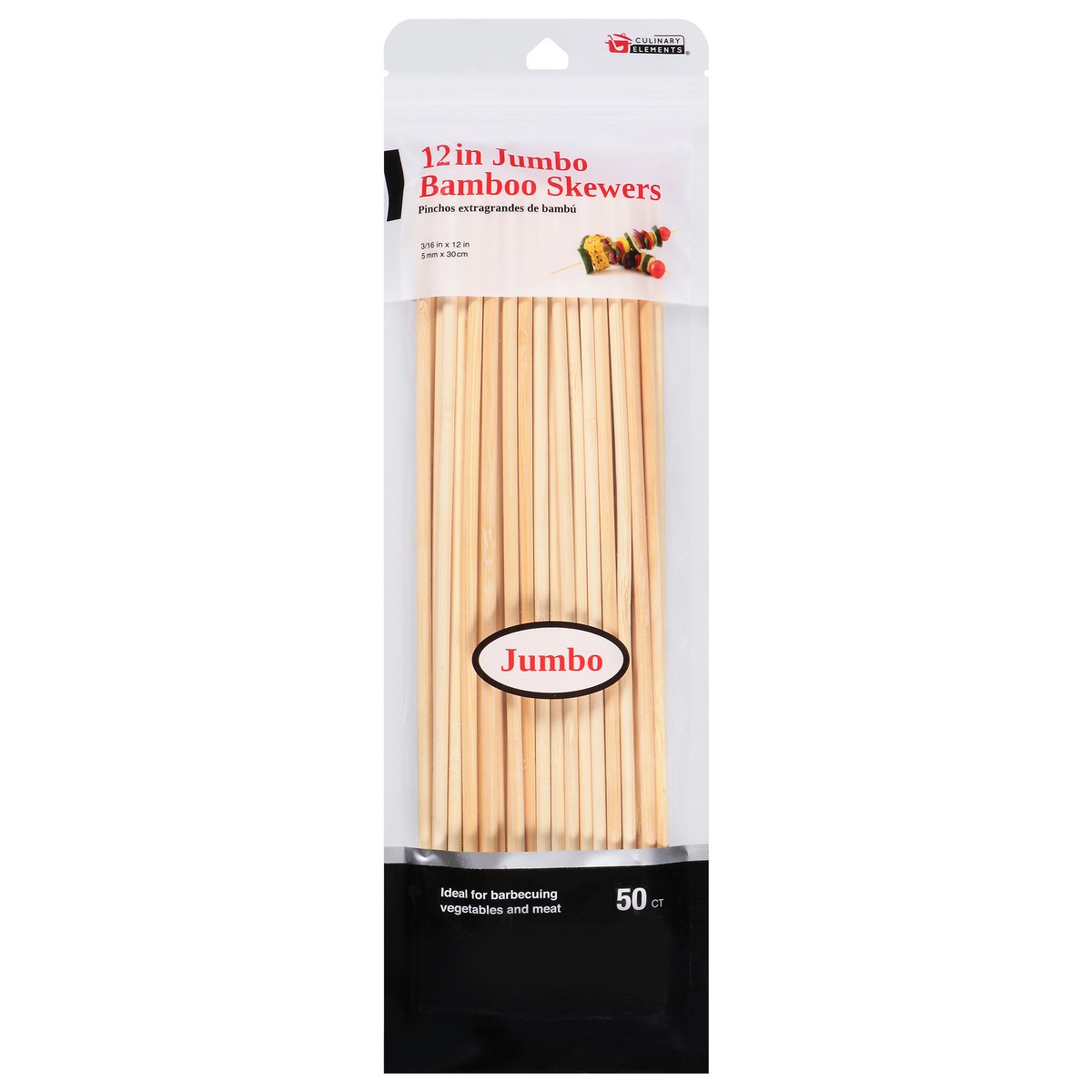 slide 1 of 9, Culinary Elements 12 Inches Jumbo Skewers 50 ea, 50 ct