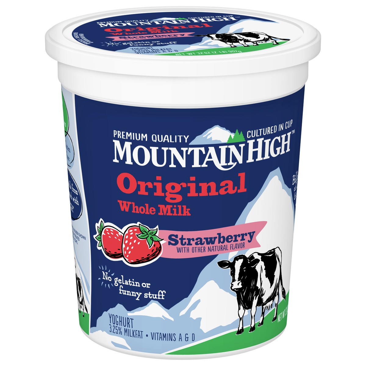 slide 4 of 9, Mountain High, Original Whole Milk Yogurt, Strawberry, Gluten Free Snacks, 32 OZ Yogurt Container, 32 oz