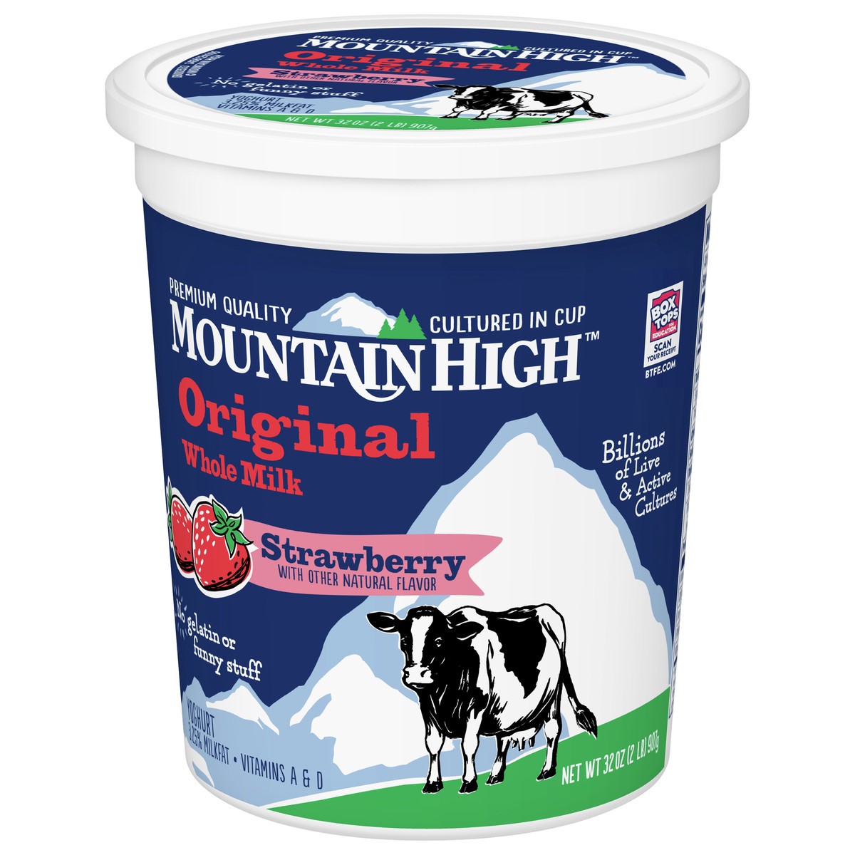 slide 8 of 9, Mountain High, Original Whole Milk Yogurt, Strawberry, Gluten Free Snacks, 32 OZ Yogurt Container, 32 oz