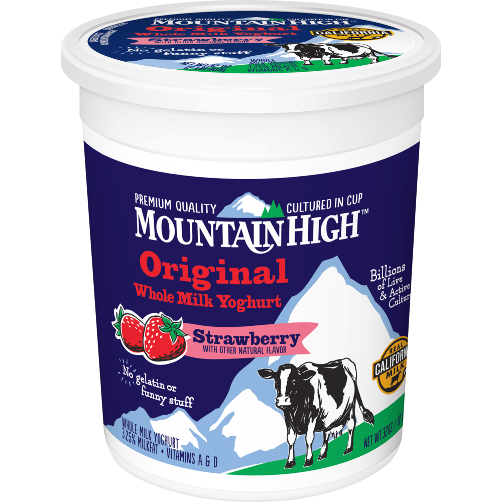 Mountain High Strawberry Original Whole Milk Yoghurt 32 Oz | Shipt