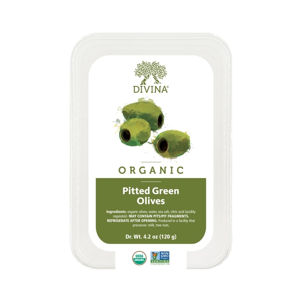 slide 1 of 1, Divina Organic Pitted Green Olives, 4.2 oz