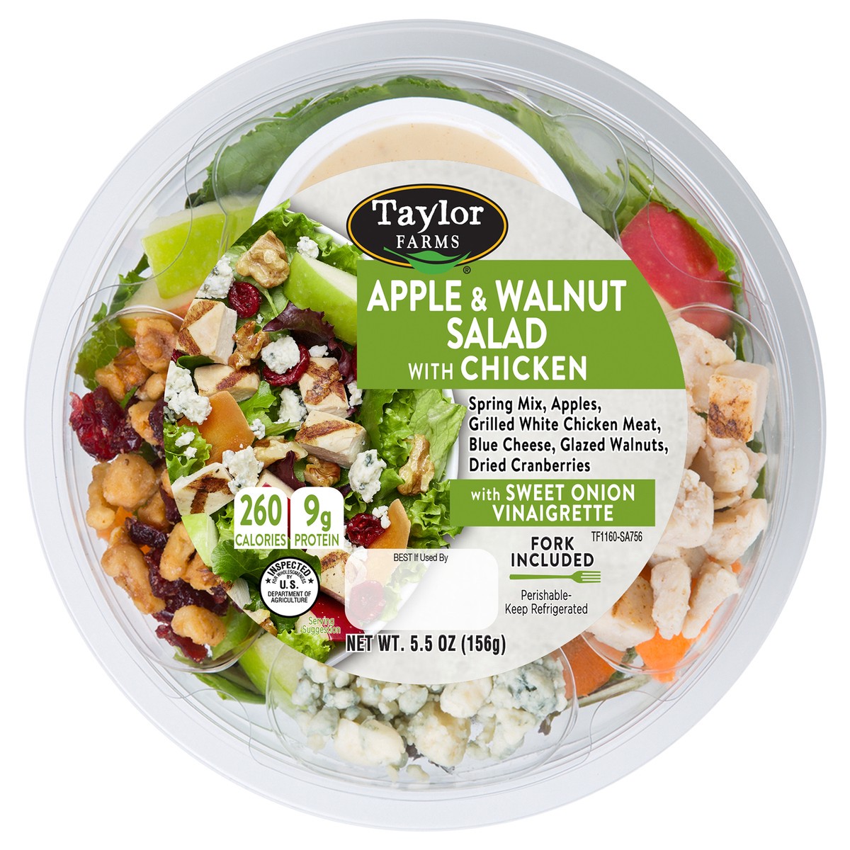 slide 1 of 3, Taylor Farms Apple & Walnut Salad With Chicken Salad Bowl, 5.5 oz