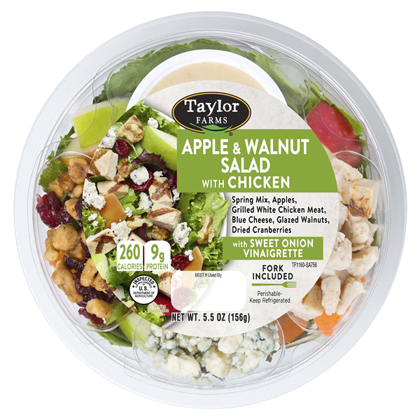 slide 1 of 1, Taylor Farms Apple & Walnut Chicken Salad Kit Bowl, 5.5 oz