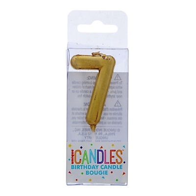 slide 1 of 1, Unique Industries Mini Gold Number 7 Birthday Candle, 1 ct