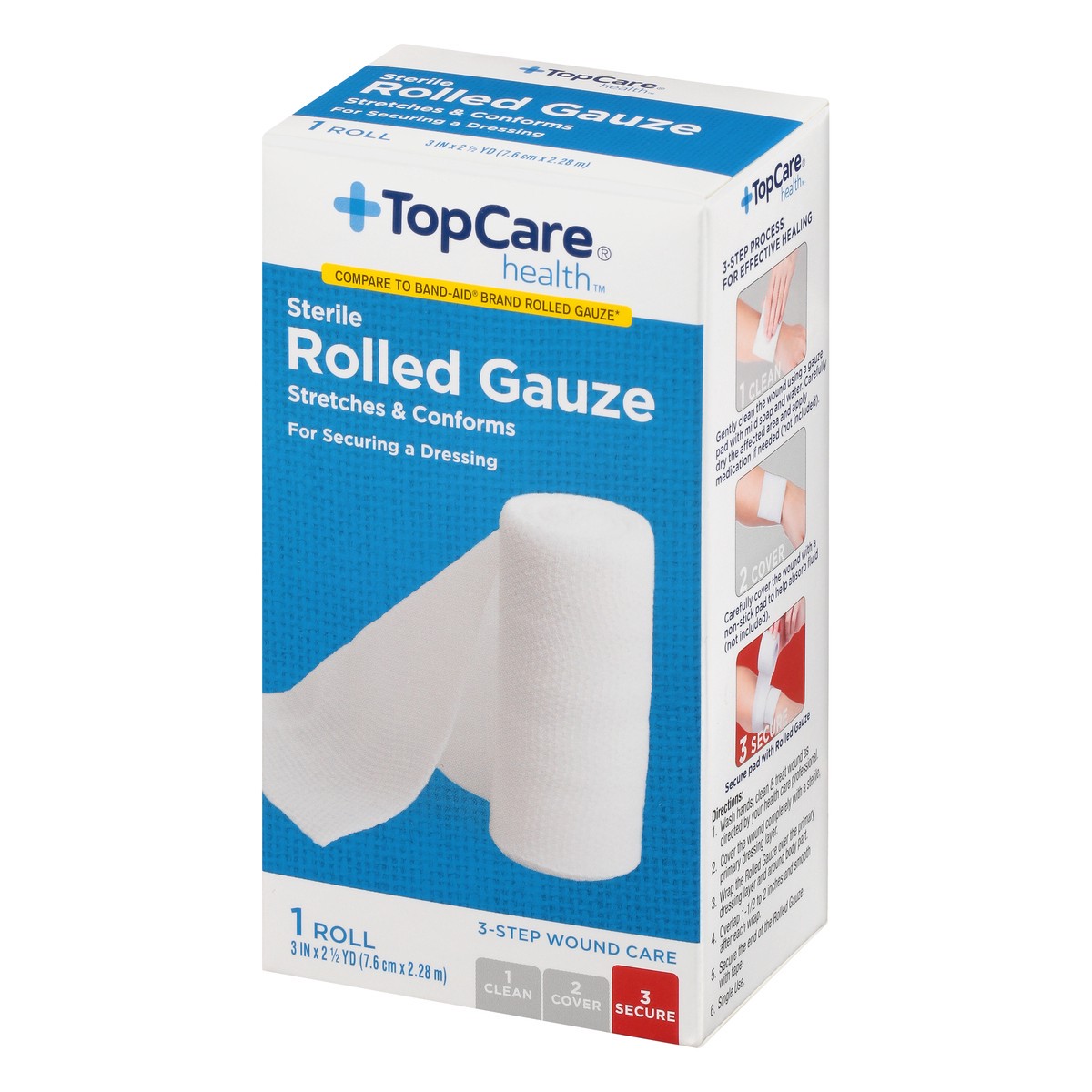 slide 3 of 9, TopCare Health Rolled Gauze 1 ea, 1 ct