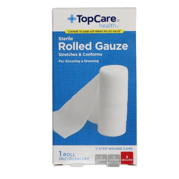 slide 1 of 9, TopCare Health Rolled Gauze 1 ea, 1 ct