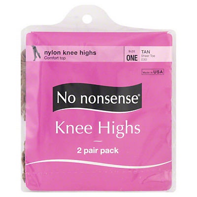 slide 1 of 1, No Nonsense Sheer Toe Tan Knee Highs One Size, 2 ct