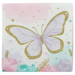 Party Creations Golden Butterfly Beverage Napkins