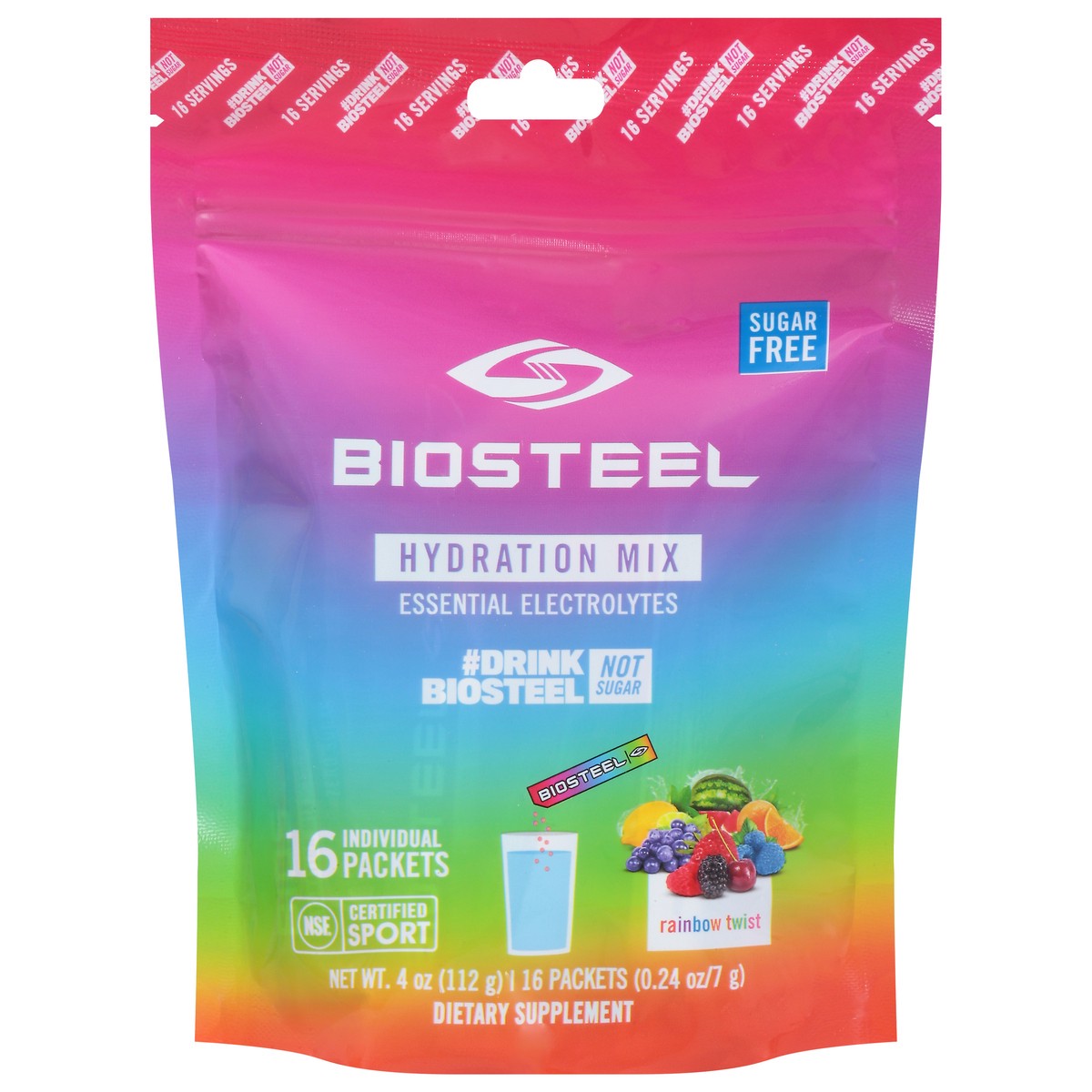 slide 1 of 1, BioSteel 16 Pack Rainbow Twist Hydration Mix 16 - 0.24 oz Packets - 16 ct, 16 ct