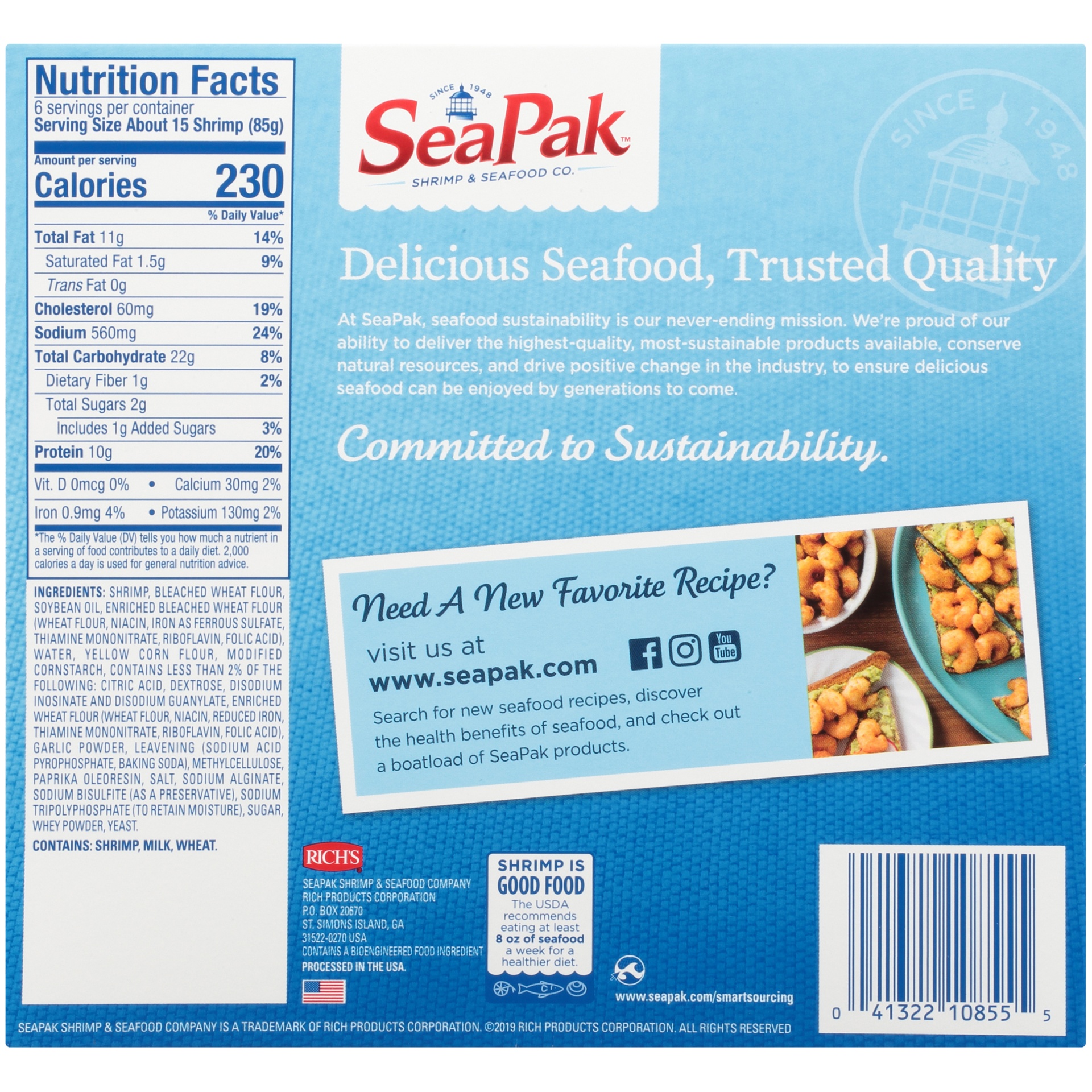 slide 6 of 8, SeaPak Popcorn Shrimp - Oven Crunchy, 18 oz