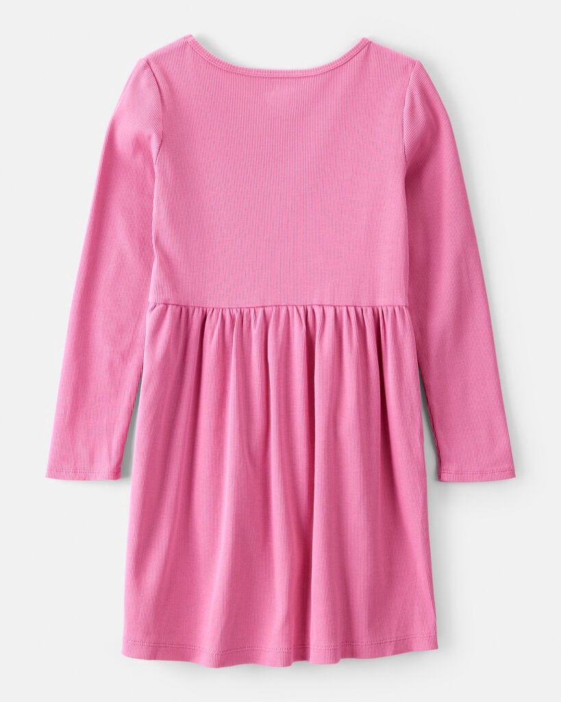 slide 2 of 3, Carter's Girls Long Sleeve Cotton Dress - Pink Pink 10, 1 ct