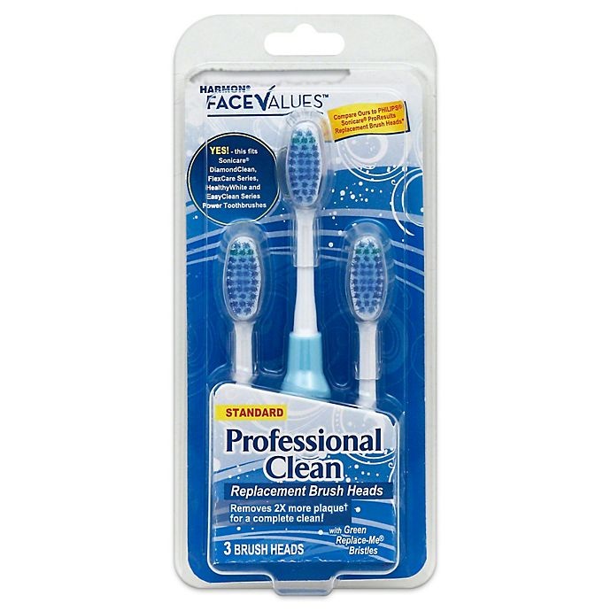 slide 1 of 1, Harmon Face Values Professional Clean Replacement Brush Heads, 3 ct