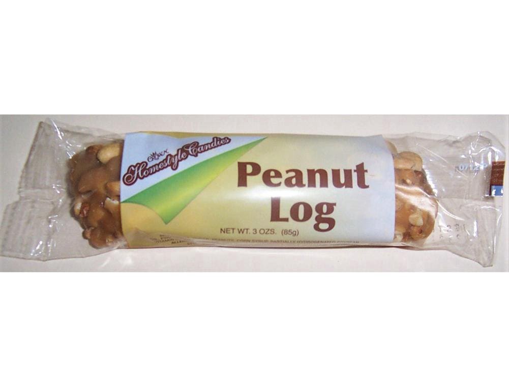 slide 1 of 1, Crown Candy Peanut Log 3oz - Soft Nougat with Caramel and Peanuts - Gluten Free, Low Sodium, 1 ct