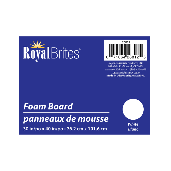 slide 3 of 3, Royal Brites Foam Board, 30'' X 40'', White, 30 in