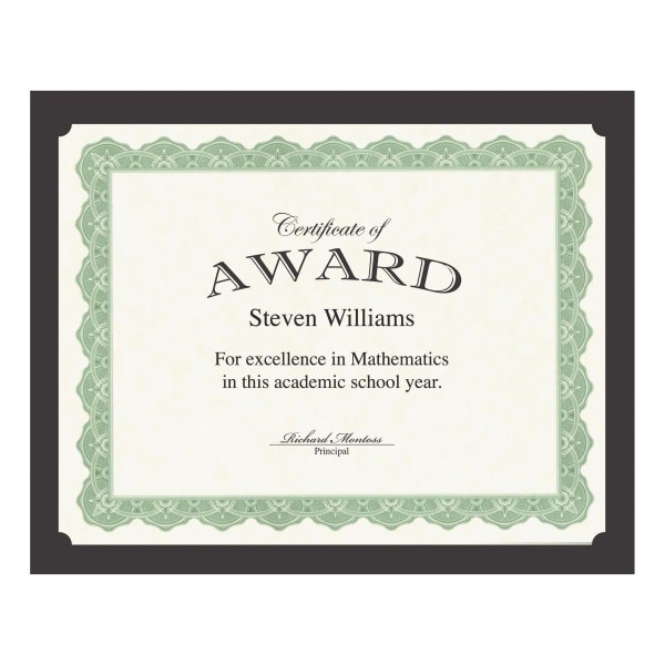 slide 3 of 3, Geographics Certificate Holder, Recycled - Black, 10 ct
