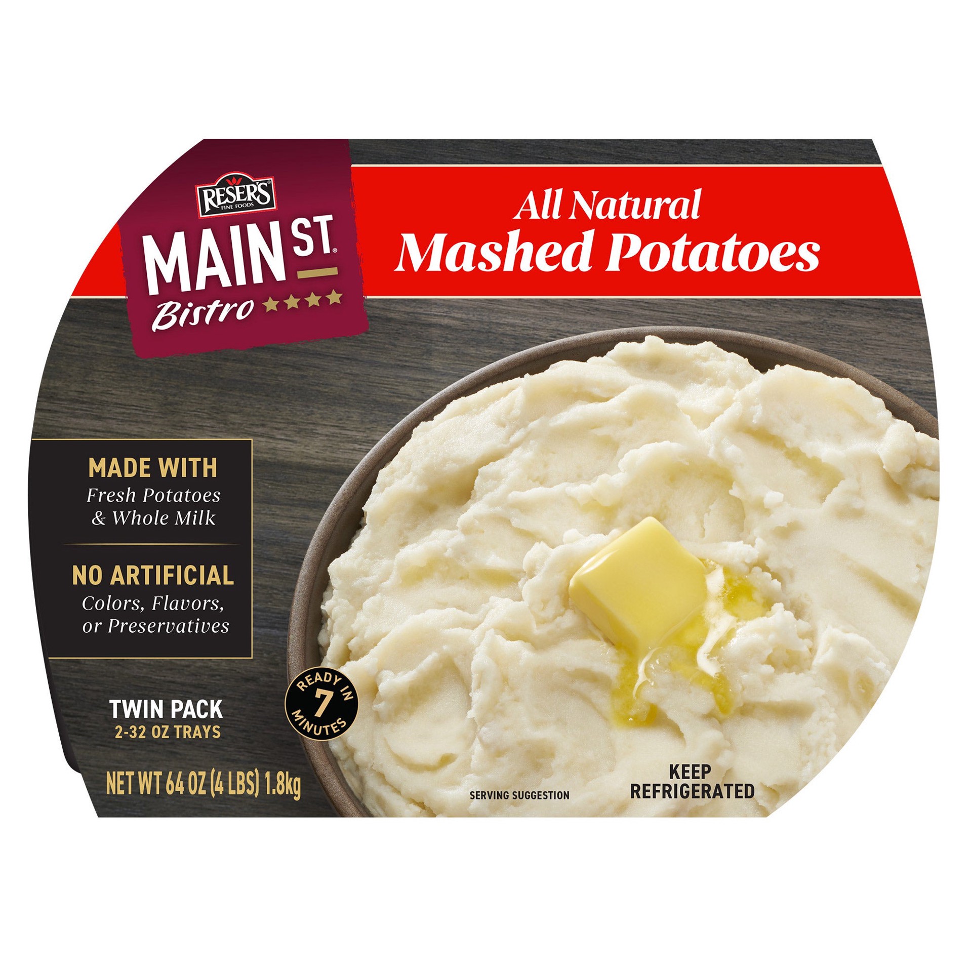 slide 1 of 1, Reser's Fine Foods Main St. Bistro All Natural Mashed Potatoes, 32 oz, 2 count, 