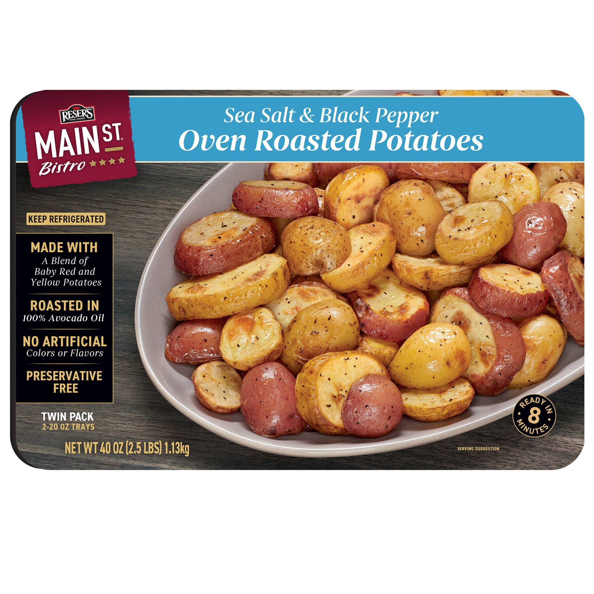 slide 1 of 1, Reser's Fine Foods Main St. Bistro Over Roasted Potatoes, Sea Salt & Black Pepper, 20 oz, 2 count, 