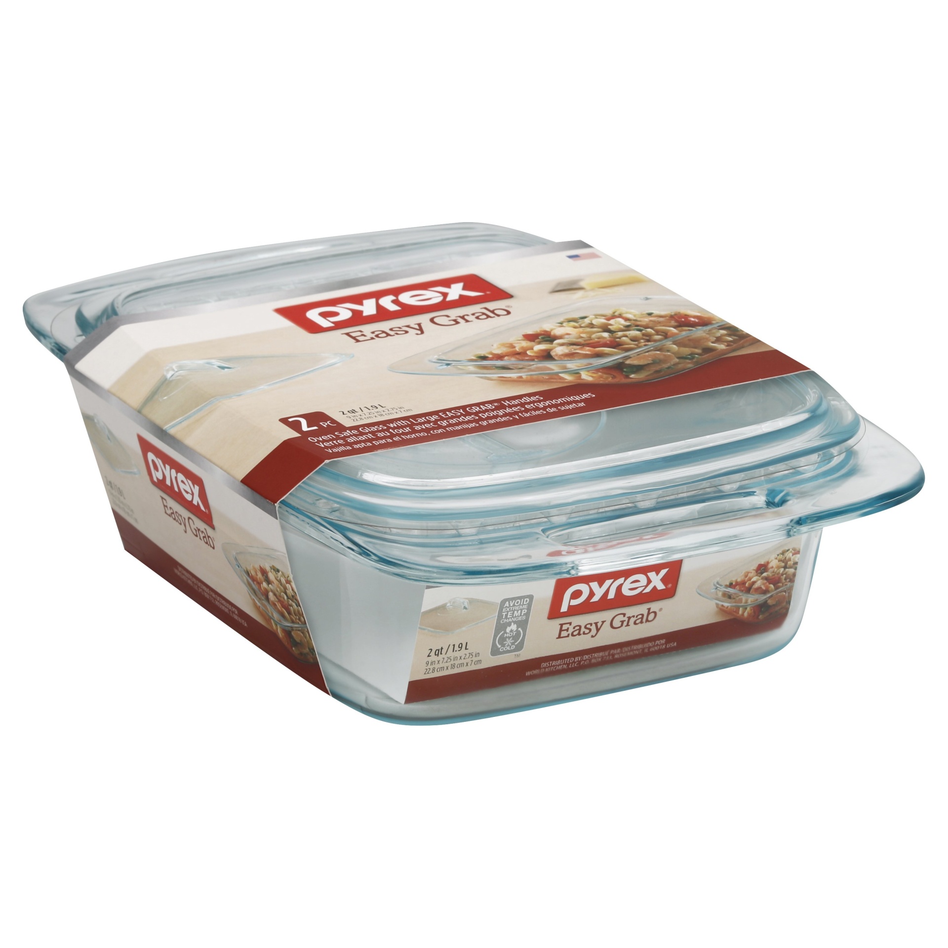 slide 1 of 2, Pyrex Easy Grab Glass Casserole Dish with Lid, 2 qt