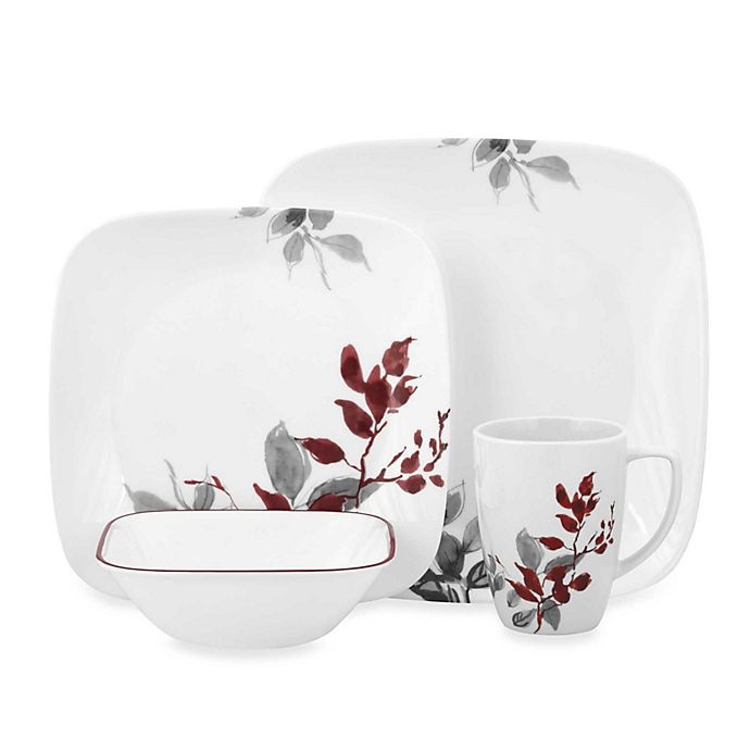 slide 3 of 3, Corelle Boutique Kyoto Leaves Square Dinnerware Set, 16 ct