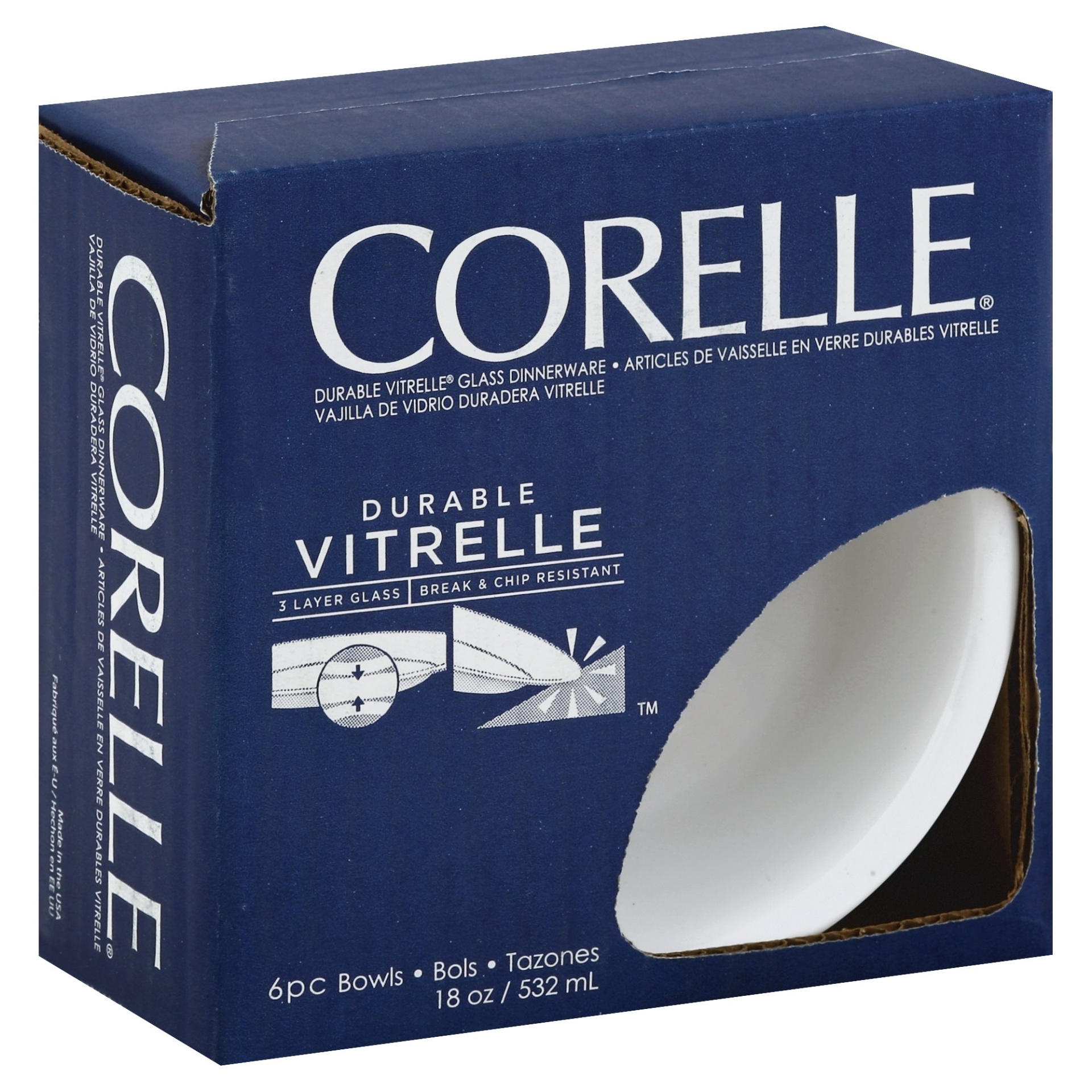 slide 1 of 4, Corelle Glass Cereal Bowls White, 6 ct; 18 oz