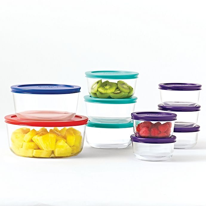 slide 1 of 2, 20-Piece Pyrex Multicolor Food Storage Set, 20 ct