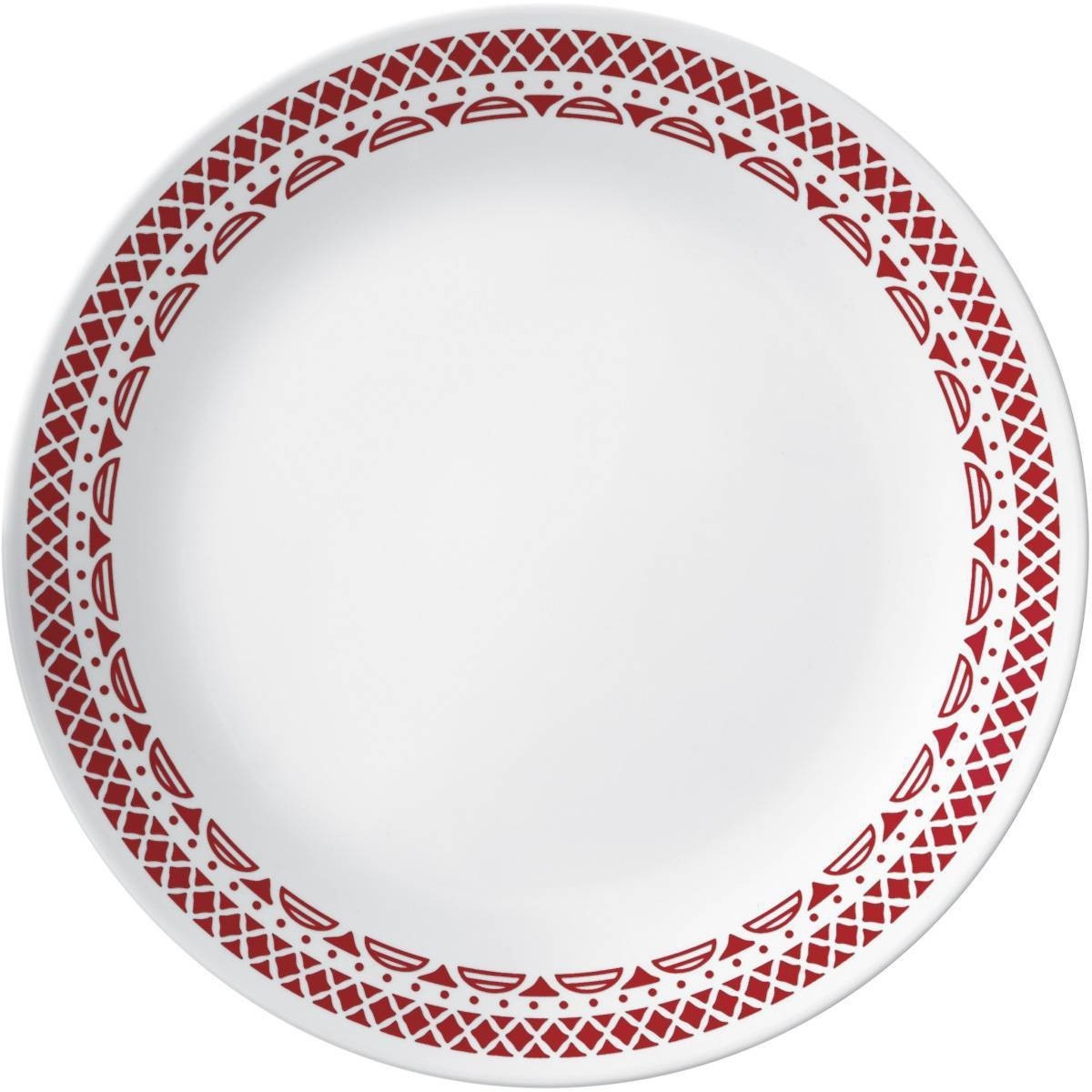 slide 1 of 5, Corelle 10.3" Glass Cordoba Dinner Plate Red/White, 1 ct