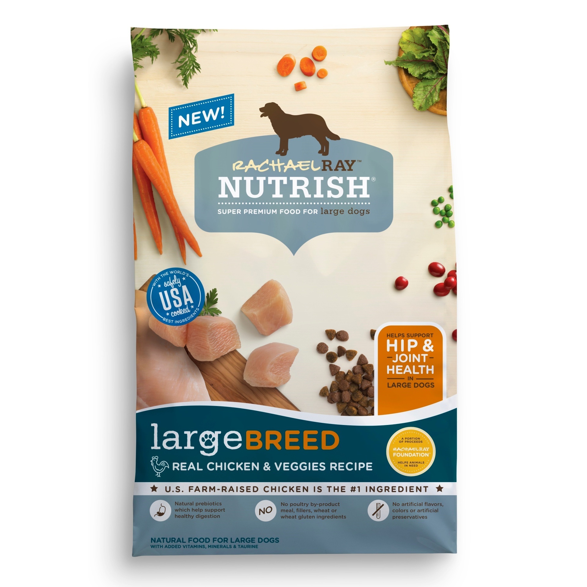 slide 1 of 6, Rachael Ray Nutrish Large Breed Chicken & Veggie Recipe Dry Dog Food, 28 lb