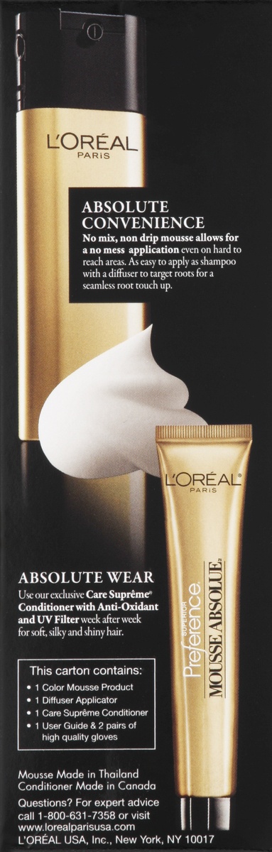 slide 3 of 5, L'Oréal Paris Superior Preference Mousse Absolue Permanent Hair Color - Pure Dark Brown 400, 1 ct