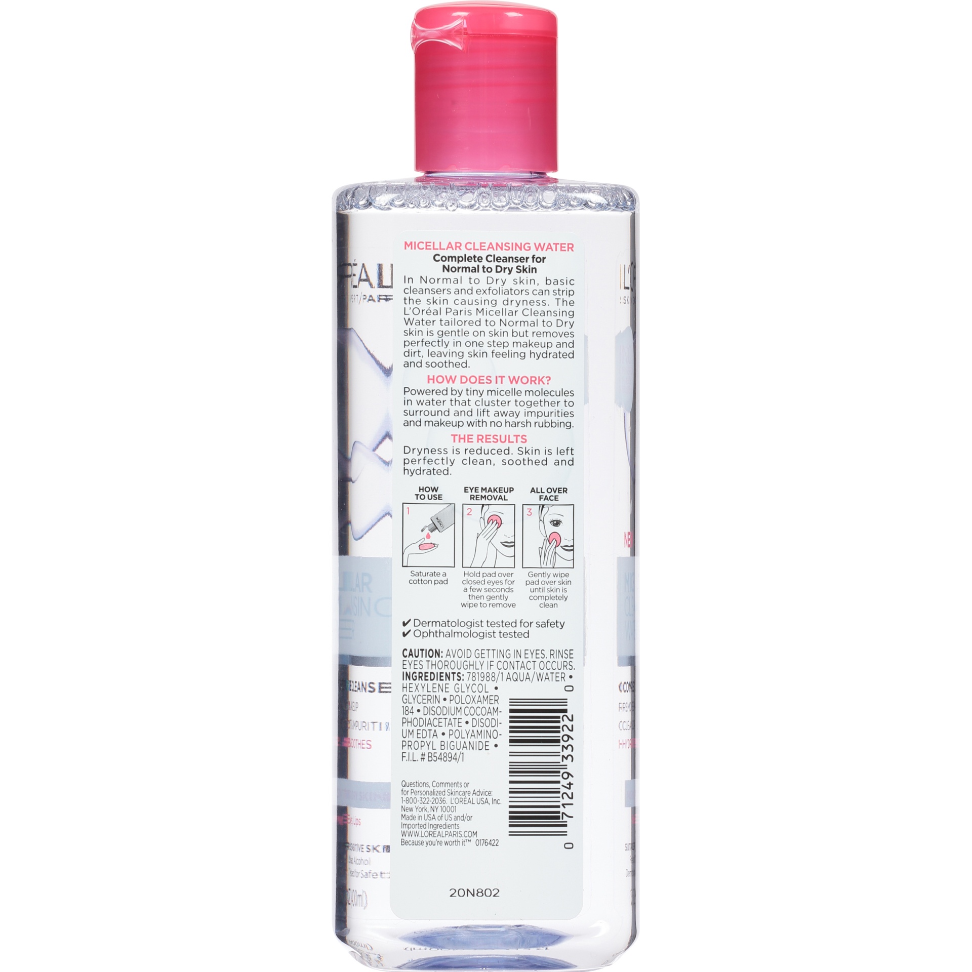 slide 6 of 6, L'Oréal Micellar Cleansing Water For Normal To Dry Skin, 13.5 fl oz