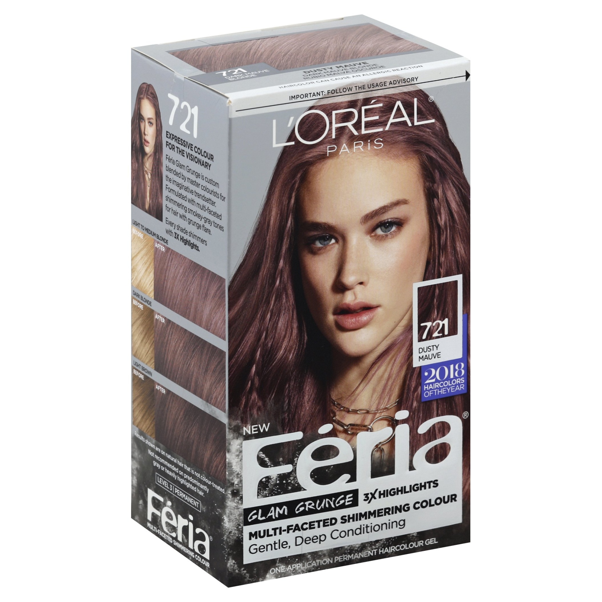 slide 1 of 4, L'Oreal Paris Feria Permanent Hair Color 721 Dusty Mauve, 1 ct