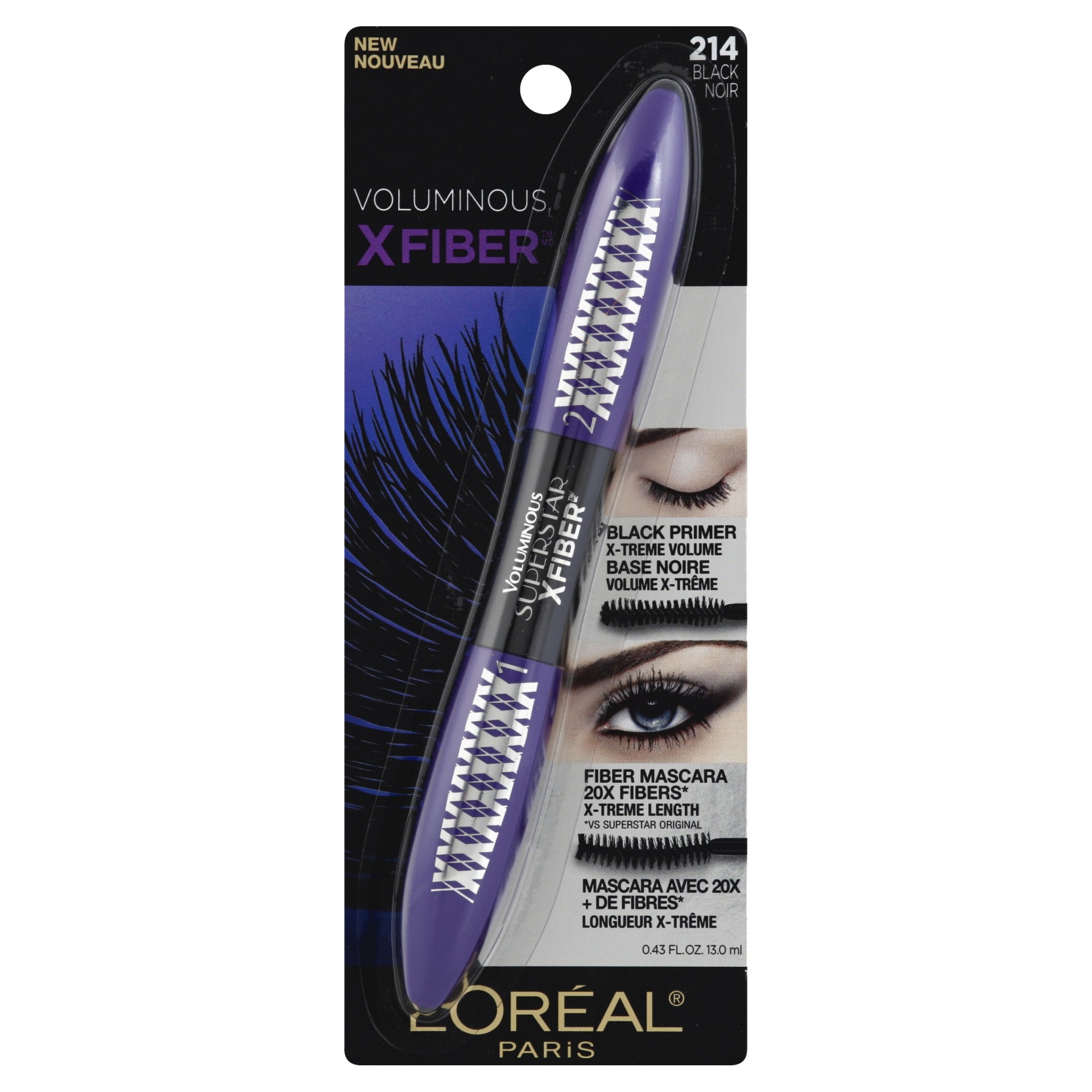 slide 1 of 2, L'Oréal Paris Voluminous X Fiber Washable Black Mascara, 0.43 fl oz